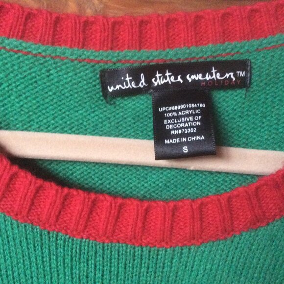 United States Holiday Bah Hum Pug Fair Isle Ugly Christmas Sweater Size Small - Picture 3 of 5